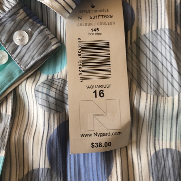 ALIA NWT SIZE 16 WOMEN LONG SLEEVE LONG STYLE BLOUSE GREY/MAUVE/AQUA/WHITE #116 - Picture 5 of 10